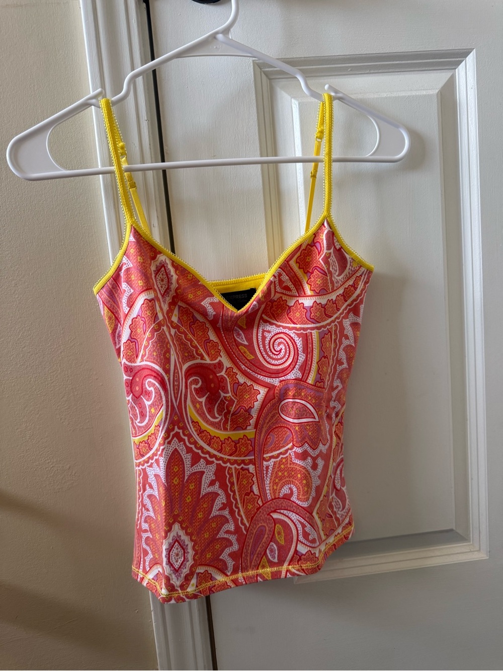 Express Pink Paisley Cami with Yellow Trim